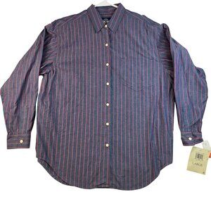 Dockers Levis 90s Womens Large 100% Cotton Striped Long Sleeve Shirt Vintage